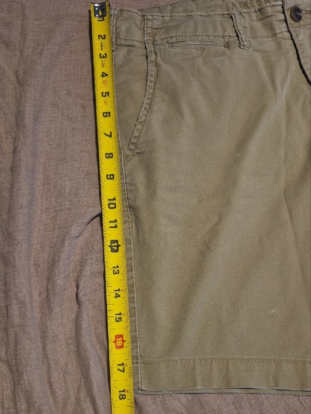 American Eagle Outfitters Men’s Olive-Tan Flat Front Shorts